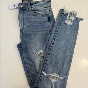 American Eagle Outfitters Light Blue Distressed Skinny Jeans